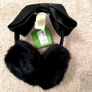 NWT Kate Spade Faux Mink Ear Muffs with Satin Bow